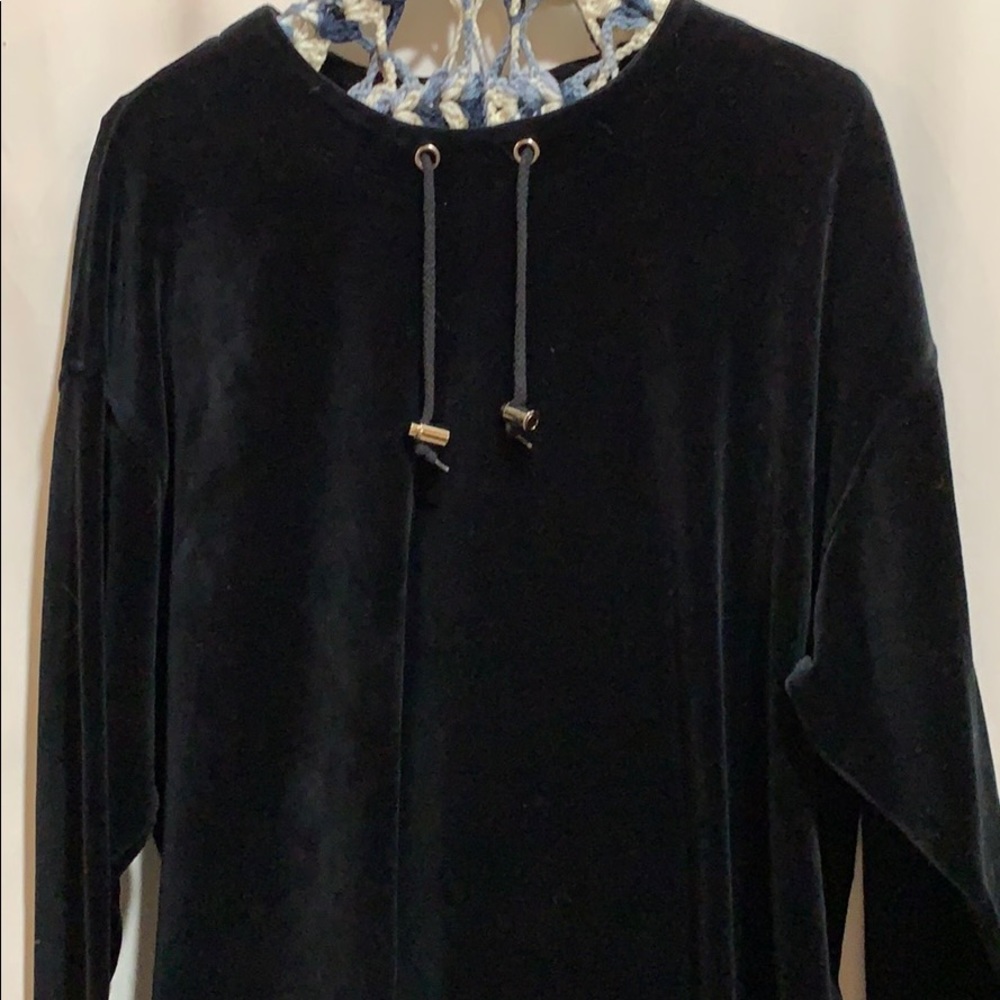 VTG DKNY BLACK VELOUR TUNIC SZ L BOXY OV SZED